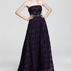 Adrianna Papell Black Strapless Rosette Gown